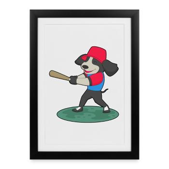 Batte de baseball pour chien - Affiche encadrée (27 × 37 cm) - noir - Devant