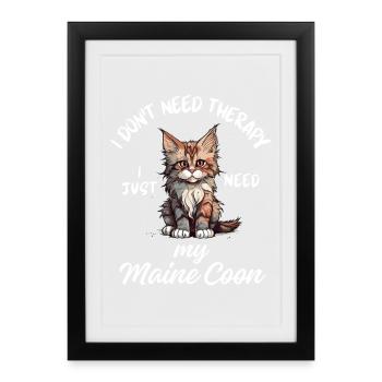 Thérapie Maine Coon - Affiche encadrée (27 × 37 cm) - noir - Devant