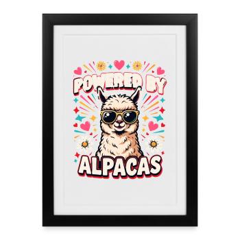 Powered By Alpacas Alpaca Fan Llama Lovers - Framed poster (27 × 37 cm) - black - Front
