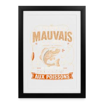 Pêche Humour Poisson Malicieux Cadeau Pêcheur - Affiche encadrée (27 × 37 cm) - noir - Devant