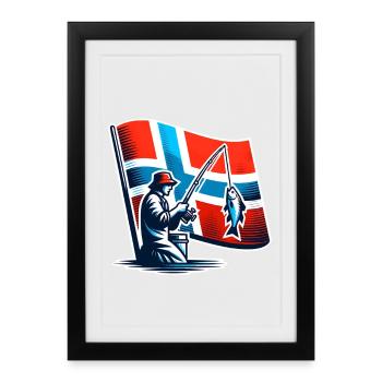 Norway Angler Motif - Framed poster (27 × 37 cm) - black - Front