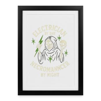 Electrician Necromancer - Framed poster (27 × 37 cm) - black - Front