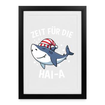 Zeit Für Die Hai A Hai Schlafen Lustiger Spruch - Gerahmtes Poster (27 × 37 cm) - Schwarz - Vorne