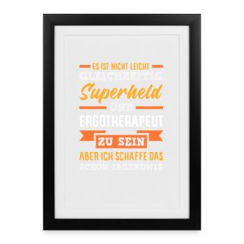 Superheld Ergotherapeut - Gerahmtes Poster (27 × 37 cm) - Schwarz - Vorne