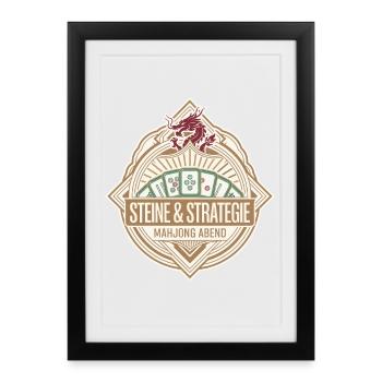 Steine & Strategie - Gerahmtes Poster (27 × 37 cm) - Schwarz - Vorne