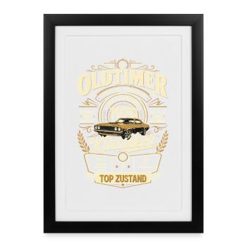56. Geburtstag Geschenk Mann Vintage Oldtimer 1970 - Gerahmtes Poster (27 × 37 cm) - Schwarz - Vorne