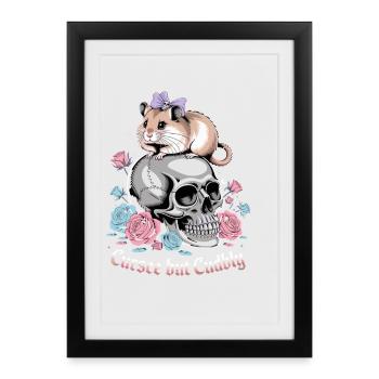 Curse But Cuddly Hamster On Skull - Framed poster (27 × 37 cm) - black - Front
