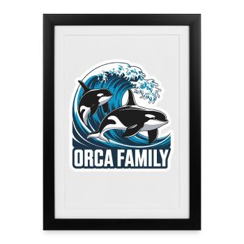 Orca Family Family Killer Whale Ocean Sea Whales - Framed poster (27 × 37 cm) - black - Front