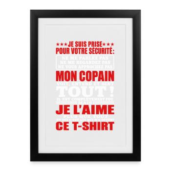 Copine Couple Cadeau humour personnalisé - Affiche encadrée (27 × 37 cm) - noir - Devant
