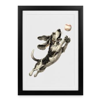 Basset Hound Dog Breed Baseball - Framed poster (27 × 37 cm) - black - Front