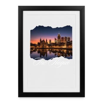 The Hague Evening Light Skyline - Framed poster (27 × 37 cm) - black - Front