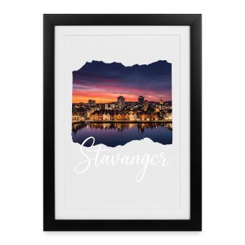 Stavanger Evening atmosphere at the fjord - Framed poster (27 × 37 cm) - black - Front