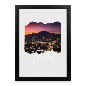 Toluca Skyline Abendstimmung - Gerahmtes Poster (27 × 37 cm) - Schwarz - Vorne