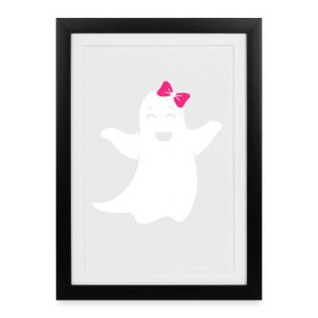Ghost girl with pink bow - Framed poster (27 × 37 cm) - black - Front