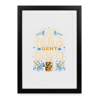 Bayerischer Bier Humor - Gerahmtes Poster (27 × 37 cm) - Schwarz - Vorne