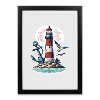 phare - Affiche encadrée (27 × 37 cm) - noir - Devant