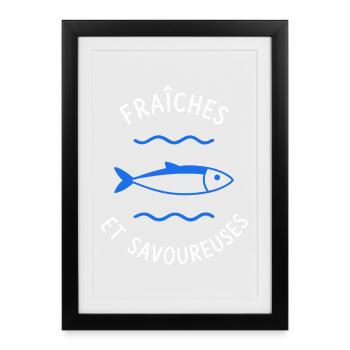 Fraîches et Saveurs Poisson Bleu - Affiche encadrée (27 × 37 cm) - noir - Devant