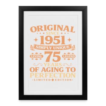 Original since 1951 Vintage 75th Birthday - Framed poster (27 × 37 cm) - black - Front