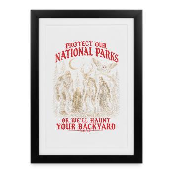 Les cryptides protègent nos parcs nationaux - Affiche encadrée (27 × 37 cm) - noir - Devant