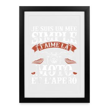 Moto et Apéro – J'aime La Vie Biker - Affiche encadrée (27 × 37 cm) - noir - Devant