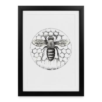 Beekeeper Suit Beekeeping Supplies Honeycomb Round Motif - Framed poster (27 × 37 cm) - black - Front