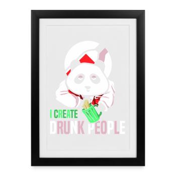 Serveur Barman Barchef - Affiche encadrée (27 × 37 cm) - noir - Devant