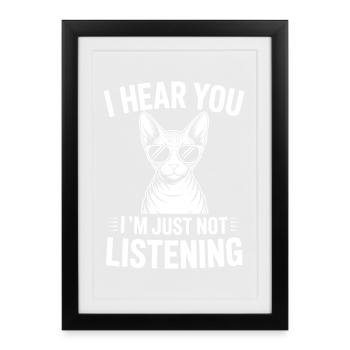 Sphynx Cat Dicts, drôle de cadeau Sphynx Cat - Affiche encadrée (27 × 37 cm) - noir - Devant