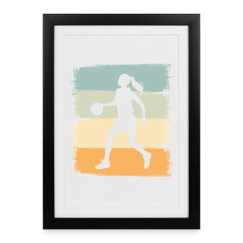 Basketball féminin - Affiche encadrée (27 × 37 cm) - noir - Devant