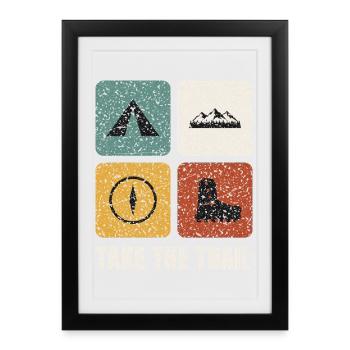 Panneaux vintage de randonnée - Affiche encadrée (27 × 37 cm) - noir - Devant