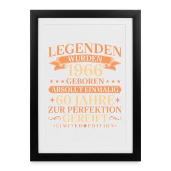 1966 Jahrgang geboren Legenden 60. Geburtstag - Gerahmtes Poster (27 × 37 cm) - Schwarz - Vorne