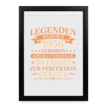 1956 Jahrgang geboren Legenden 70. Geburtstag - Gerahmtes Poster (27 × 37 cm) - Schwarz - Vorne