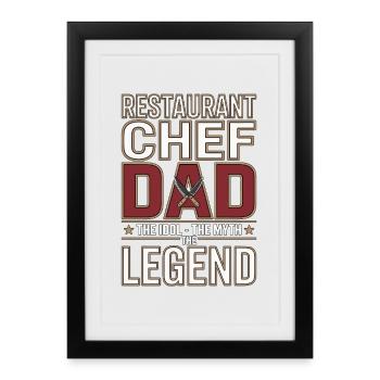 Chef du restaurant Papa L’idole Le chef professionnel - Affiche encadrée (27 × 37 cm) - noir - Devant
