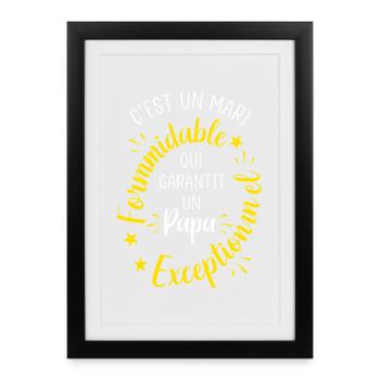 Mari Formidable Papa Exceptionnel Cadeau - Affiche encadrée (27 × 37 cm) - noir - Devant