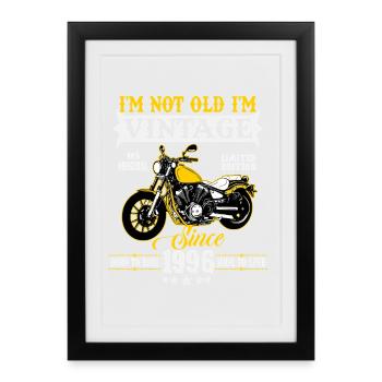 Cadeau d’anniversaire de moto vintage vintage 1996 - Affiche encadrée (27 × 37 cm) - noir - Devant