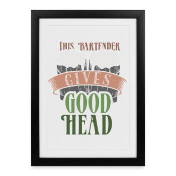 Serveur Barman Barchef - Affiche encadrée (27 × 37 cm) - noir - Devant