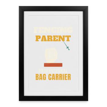 Porte-bébé professionnel pour parents Funny Fenc - Affiche encadrée (27 × 37 cm) - noir - Devant