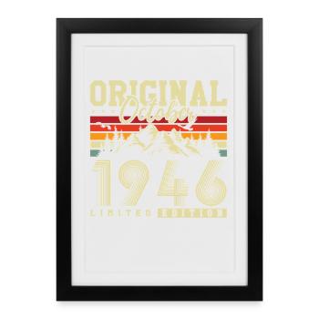 Original octobre 1946 – 80e anniversaire Millésime - Affiche encadrée (27 × 37 cm) - noir - Devant