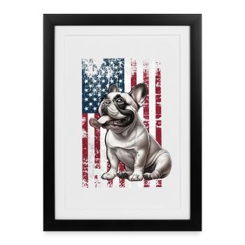 French Bulldog US Französische Bulldogge - Framed poster (27 × 37 cm) - black - Front