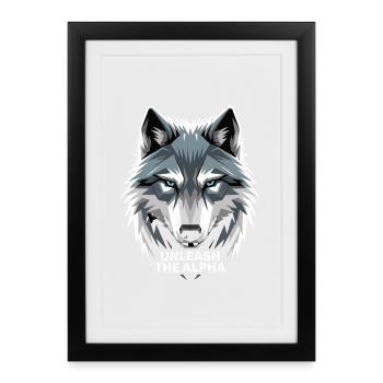 Unleash The Alpha Gray Wolf Head for Gamers - Framed poster (27 × 37 cm) - black - Front
