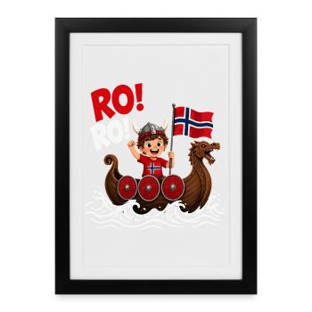 Norwegischer Wikinger Drachenboot - Gerahmtes Poster (27 × 37 cm) - Schwarz - Vorne
