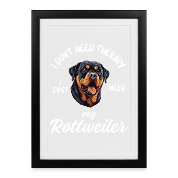 Chien de thérapie Rottweiler - Affiche encadrée (27 × 37 cm) - noir - Devant