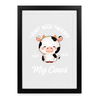 Thérapie des vaches mignonnes - Affiche encadrée (27 × 37 cm) - noir - Devant