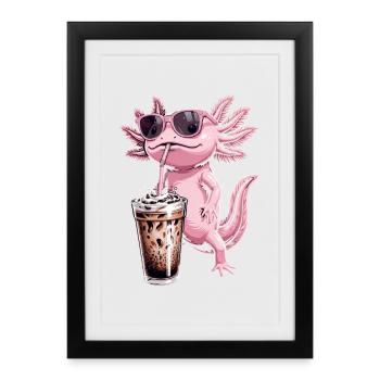 Axolotl Bubble Tea - Framed poster (27 × 37 cm) - black - Front