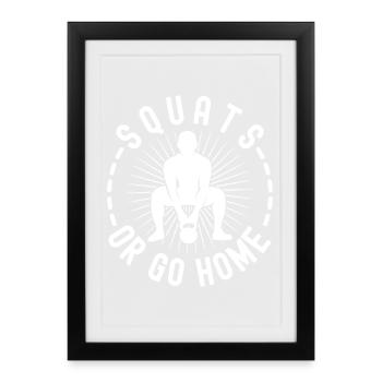 Gym Junkies Squats ou Calisthénie Retour à la Maison Fitness - Affiche encadrée (27 × 37 cm) - noir - Devant