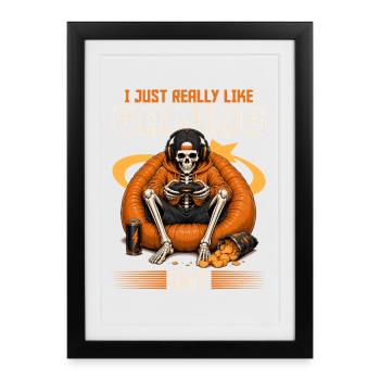 Jeu de Skeleton Gaming Halloween - Affiche encadrée (27 × 37 cm) - noir - Devant