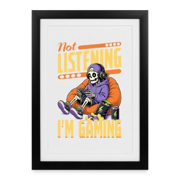 Jeu de Skeleton Gaming Halloween - Affiche encadrée (27 × 37 cm) - noir - Devant