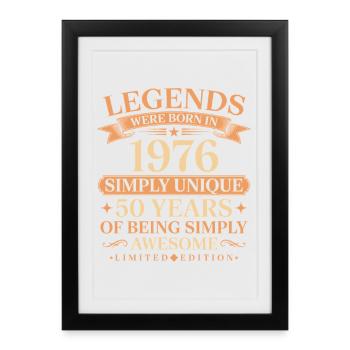 Born in 1976 Unique 50 years - Framed poster (27 × 37 cm) - black - Front