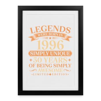 Born in 1996 Unique 30 years - Framed poster (27 × 37 cm) - black - Front