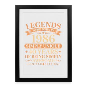 Born in 1986 Unique 40 years - Framed poster (27 × 37 cm) - black - Front
