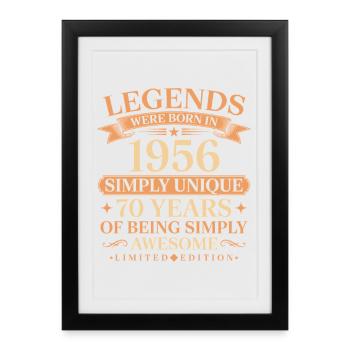Born in 1956 Unique 70 years - Framed poster (27 × 37 cm) - black - Front